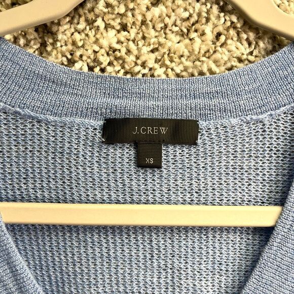 J. Crew Sweater Women’s XS 100% Merino Wool Blue Pullover Knit V-Neck - Picture 2 of 6